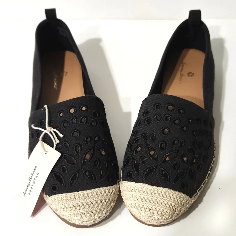NEW! Tommy Bahama Selena Slip On Black Espadrilles Size 8, 8.5
